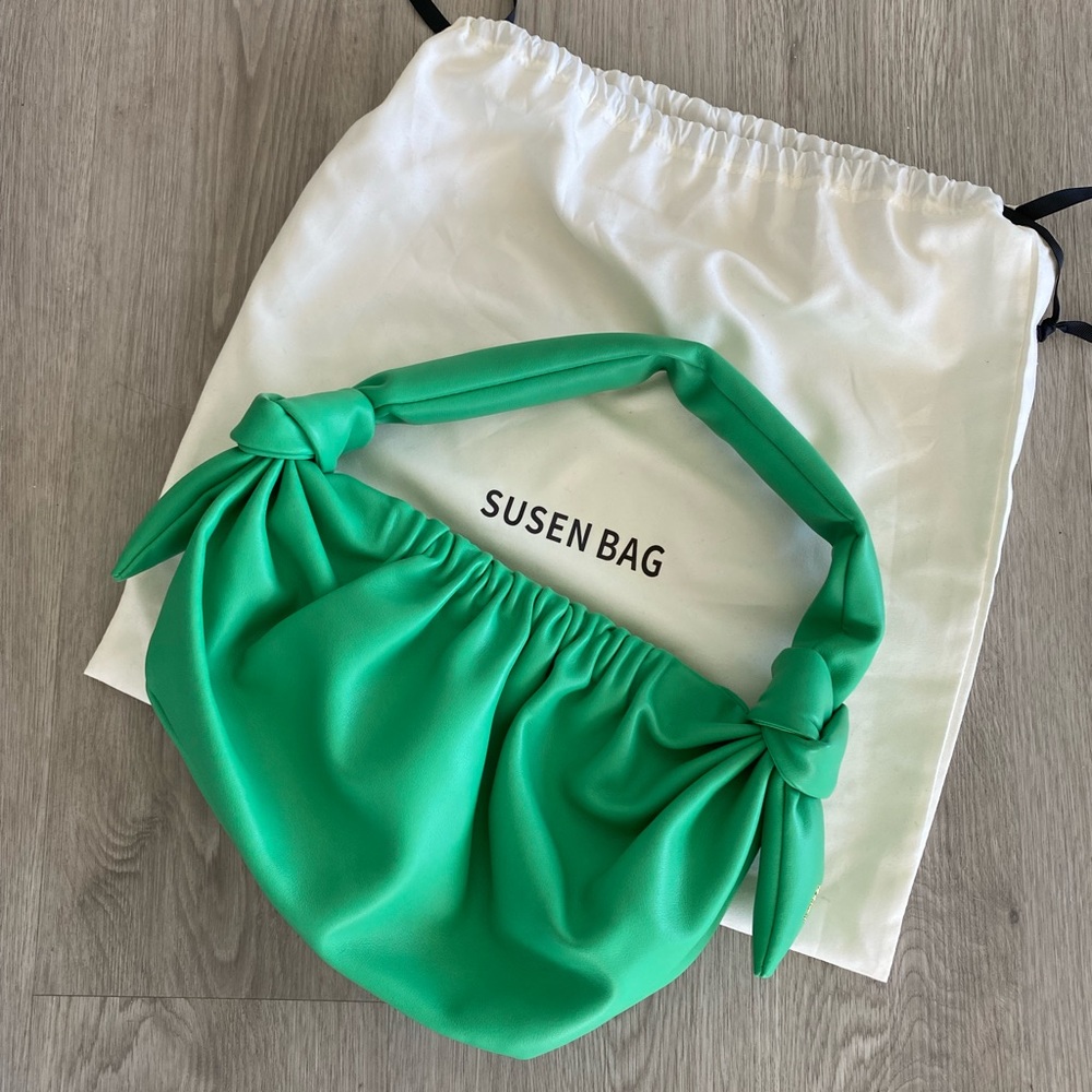 Susen cow leather Cloud Hobo Shoulder Bag in Emerald Green